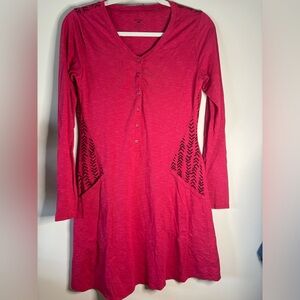 Horny Toad Red A-Line Long Sleeve V-Neck‎ Rooney Dress S XS